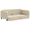 Sofa rozsuwana z szufladami, kremowa, 100x200 cm, tkanina