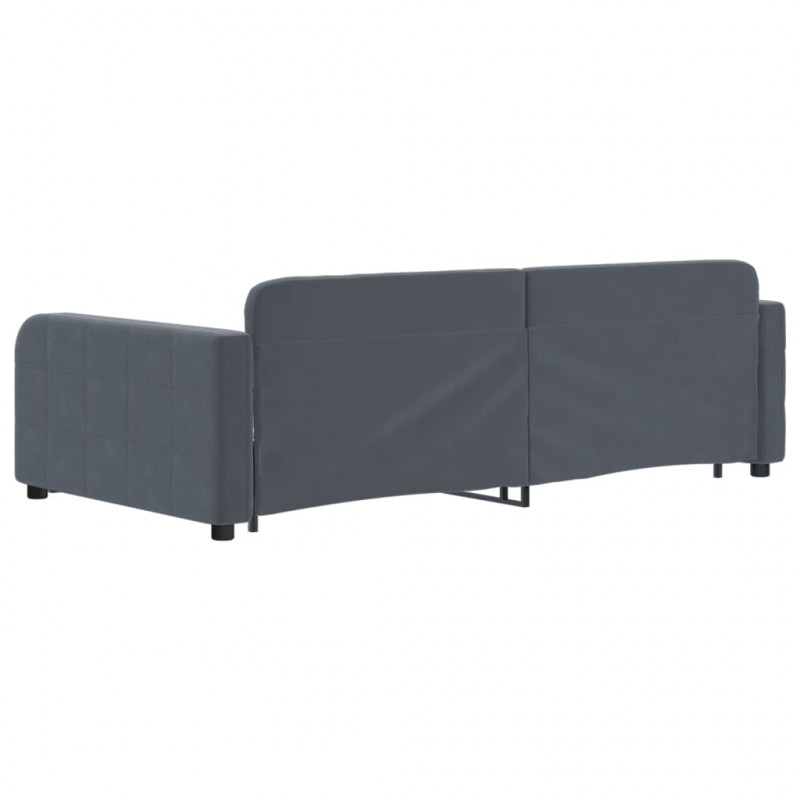 Sofa rozsuwana z szufladami, ciemnoszara, 100x200 cm, aksamit