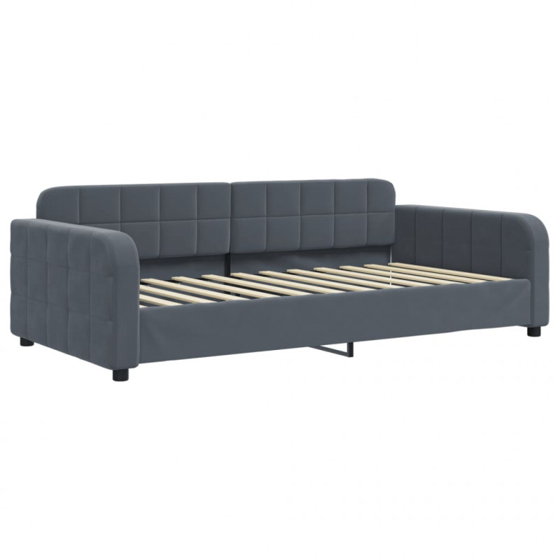 Sofa rozsuwana z szufladami, ciemnoszara, 100x200 cm, aksamit