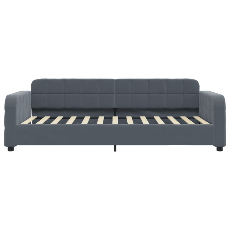 Sofa rozsuwana z szufladami, ciemnoszara, 100x200 cm, aksamit