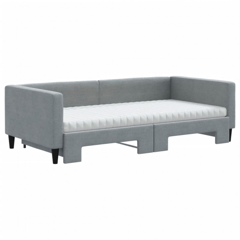 Sofa rozsuwana z materacami, jasnoszara, 100x200 cm, tkanina