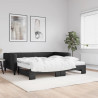 Sofa rozsuwana z materacami, czarna, 100x200 cm, tkanina