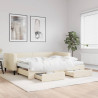 Sofa rozsuwana z szufladami, kremowa, 90x200 cm, tkanina