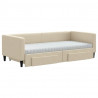 Sofa rozsuwana z szufladami, kremowa, 90x200 cm, tkanina