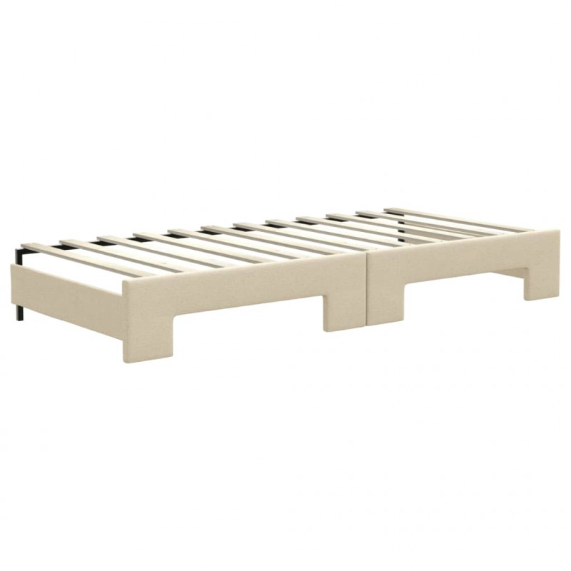 Sofa rozsuwana z szufladami, kremowa, 90x200 cm, tkanina