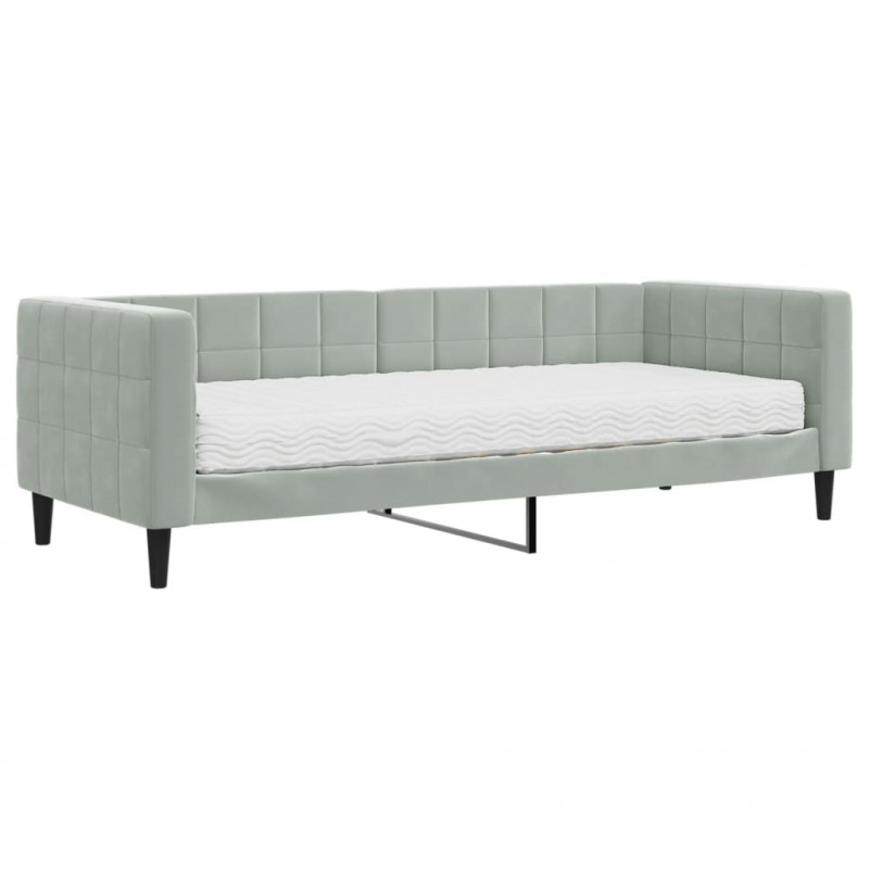 Sofa z materacem do spania, jasnoszara, 80x200 cm, aksamit