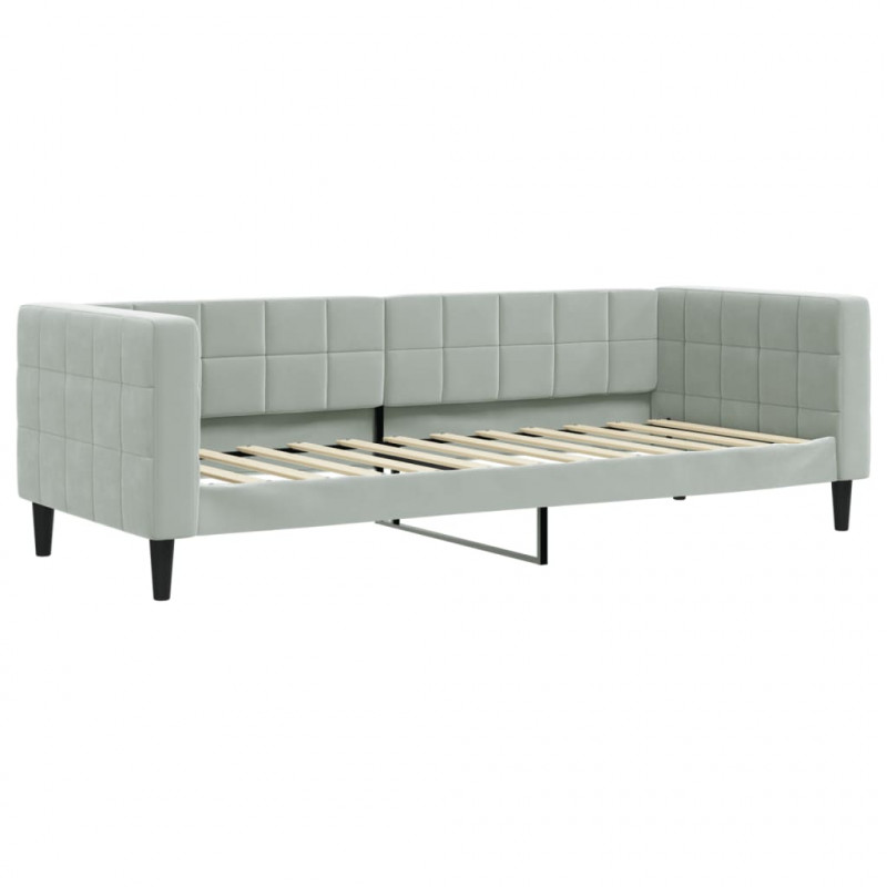 Sofa z materacem do spania, jasnoszara, 80x200 cm, aksamit