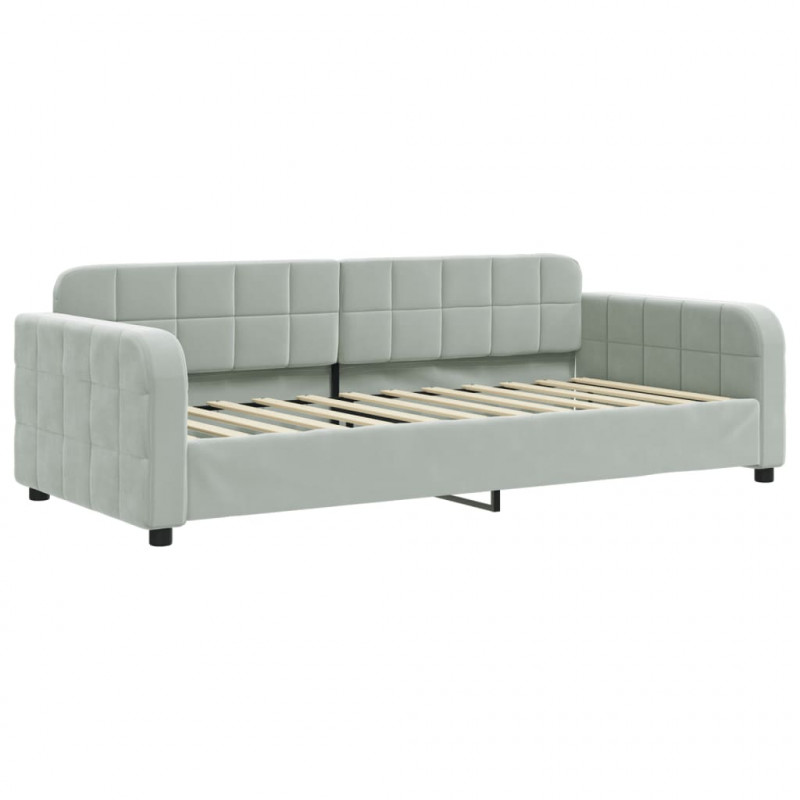 Sofa z materacem do spania, jasnoszara, 90x200 cm, aksamit