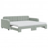 Sofa rozsuwana z materacami, jasnoszara, 90x200 cm, aksamit