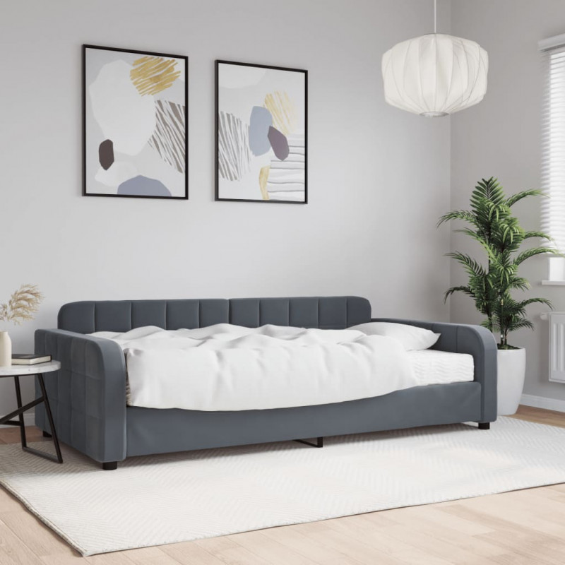 Sofa z materacem do spania, ciemnoszara, 100x200 cm, aksamit