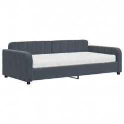Sofa z materacem do spania, ciemnoszara, 100x200 cm, aksamit