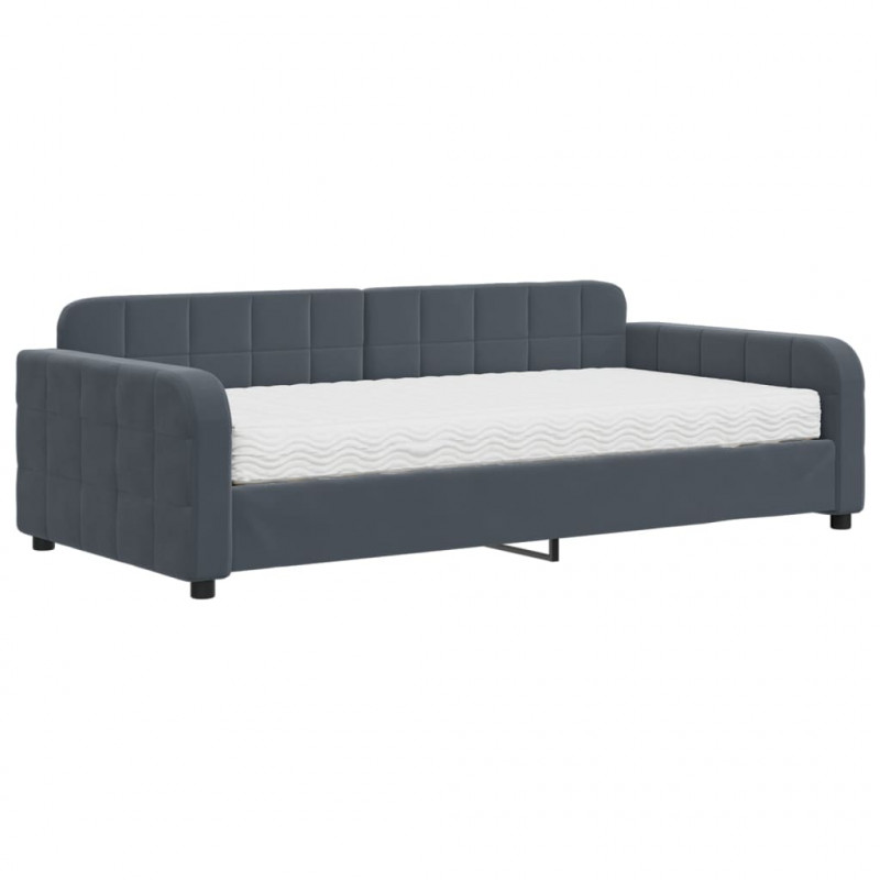 Sofa z materacem do spania, ciemnoszara, 100x200 cm, aksamit