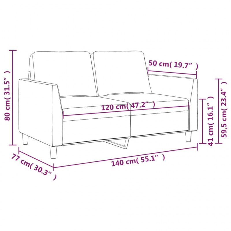 2-osobowa sofa, szary, 120 cm, sztuczna skóra