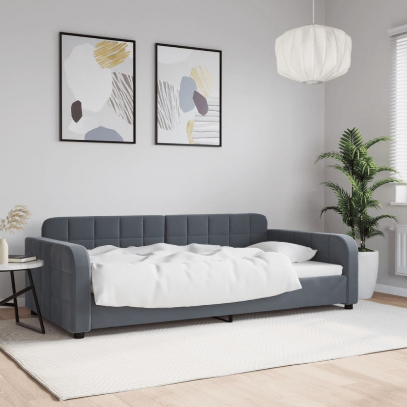 Sofa z funkcją spania, ciemnoszara, 100x200 cm, aksamit