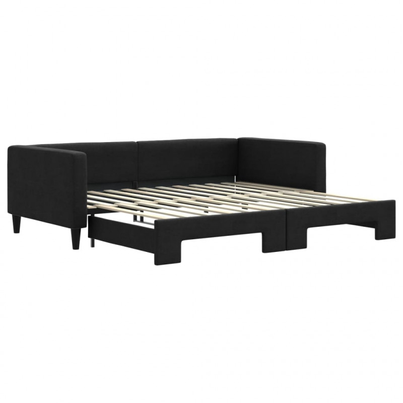 Sofa rozsuwana, czarna, 100x200 cm, tkanina