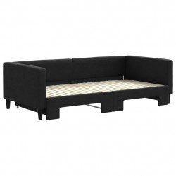 Sofa rozsuwana, czarna, 100x200 cm, tkanina