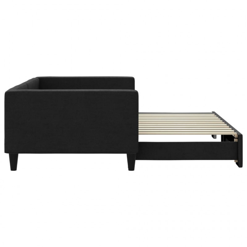 Sofa rozsuwana, czarna, 100x200 cm, tkanina