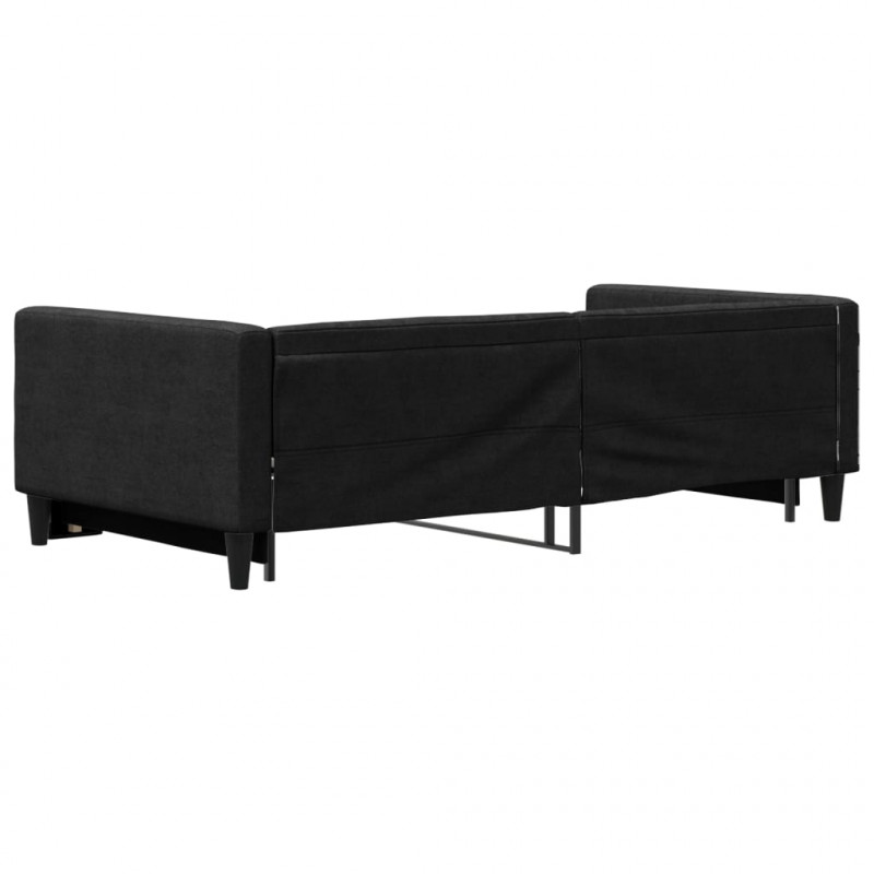 Sofa rozsuwana, czarna, 100x200 cm, tkanina
