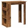 Stolik barowy ze schowkiem, stare drewno, 102x50x103,5 cm