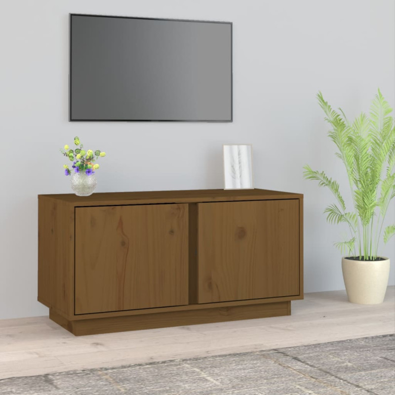 Szafka pod TV, miodowy brąz, 80x35x40,5 cm, lite drewno sosnowe