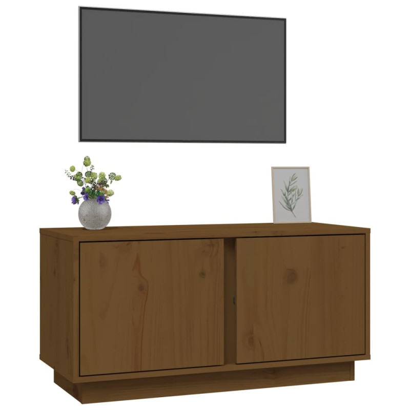 Szafka pod TV, miodowy brąz, 80x35x40,5 cm, lite drewno sosnowe