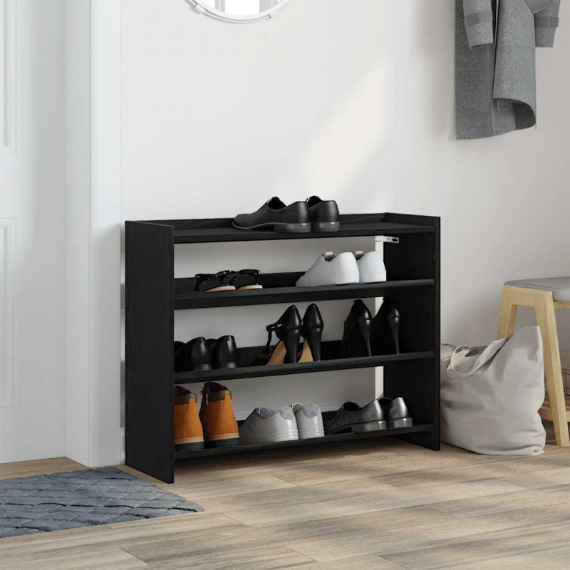 Półka na buty, czarna, 80x25x61,5 cm, materiał drewnopochodny