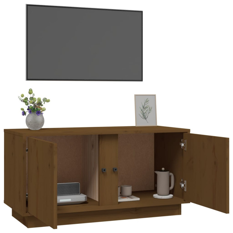 Szafka pod TV, miodowy brąz, 80x35x40,5 cm, lite drewno sosnowe