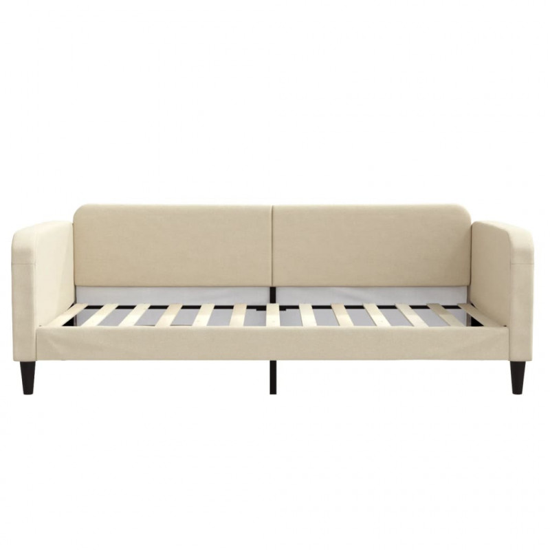 Sofa z funkcją spania, kremowa, 100x200 cm, obita tkaniną