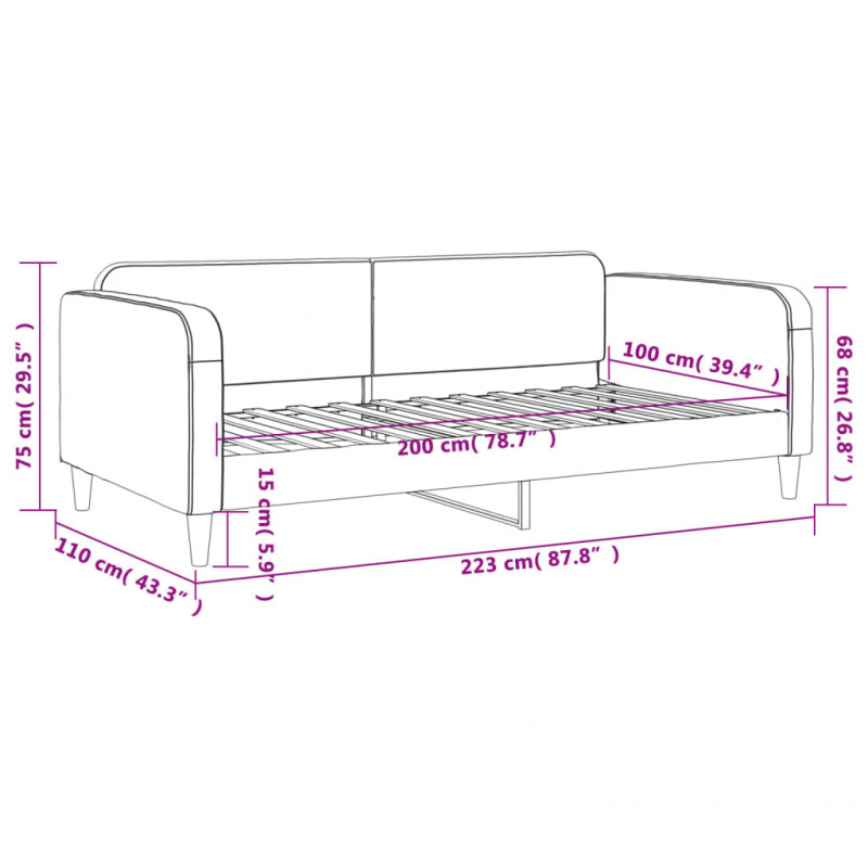 Sofa z funkcją spania, kremowa, 100x200 cm, obita tkaniną