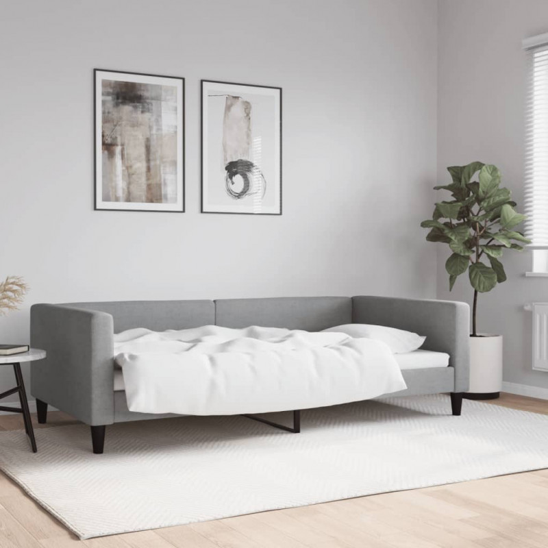 Sofa z funkcją spania, jasnoszara, 100x200 cm, obita tkaniną