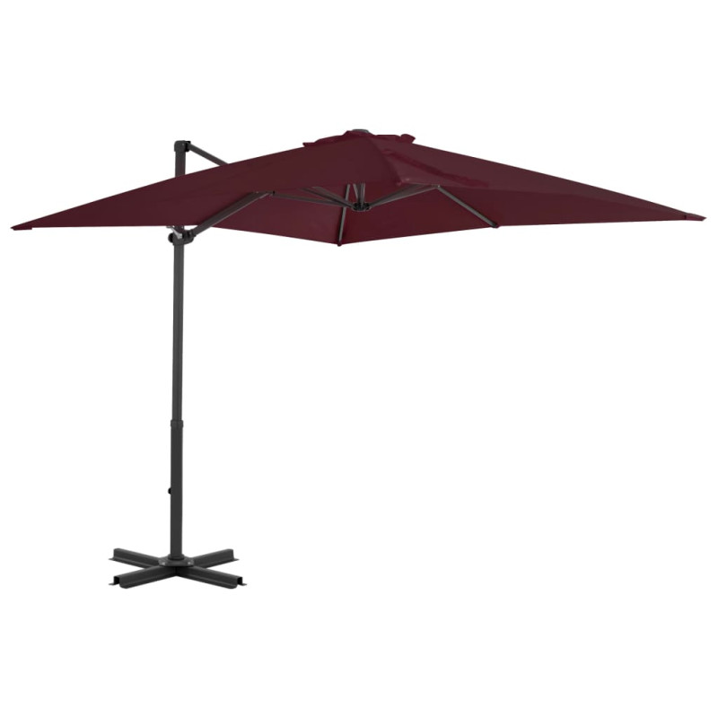 Parasol wiszący z aluminiowym słupkiem, 250x250 cm, bordowy