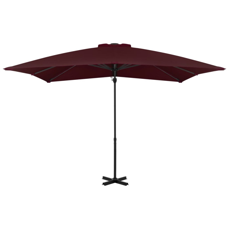 Parasol wiszący z aluminiowym słupkiem, 250x250 cm, bordowy