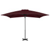 Parasol wiszący z aluminiowym słupkiem, 250x250 cm, bordowy