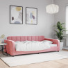 Sofa z funkcją spania, różowa, 100x200 cm, obita aksamitem