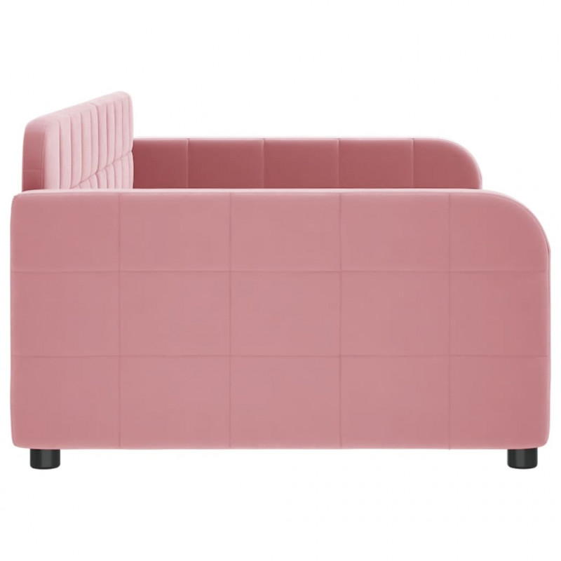 Sofa z funkcją spania, różowa, 100x200 cm, obita aksamitem