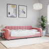 Sofa z funkcją spania, różowa, 90x200 cm, obita aksamitem