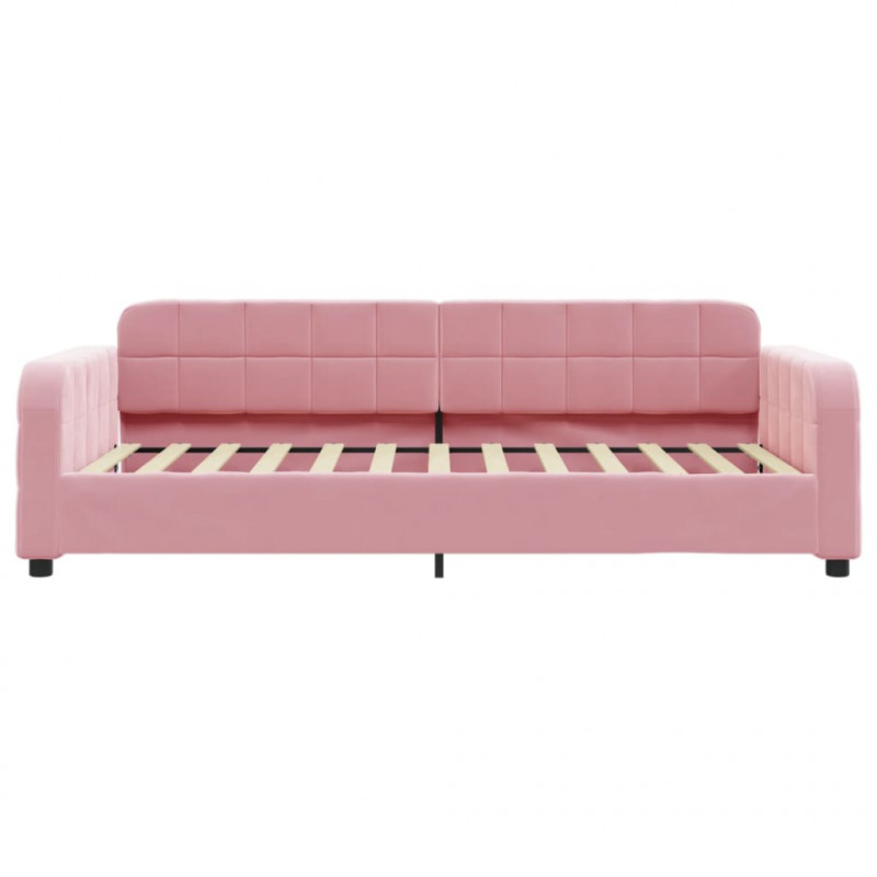 Sofa z funkcją spania, różowa, 90x200 cm, obita aksamitem