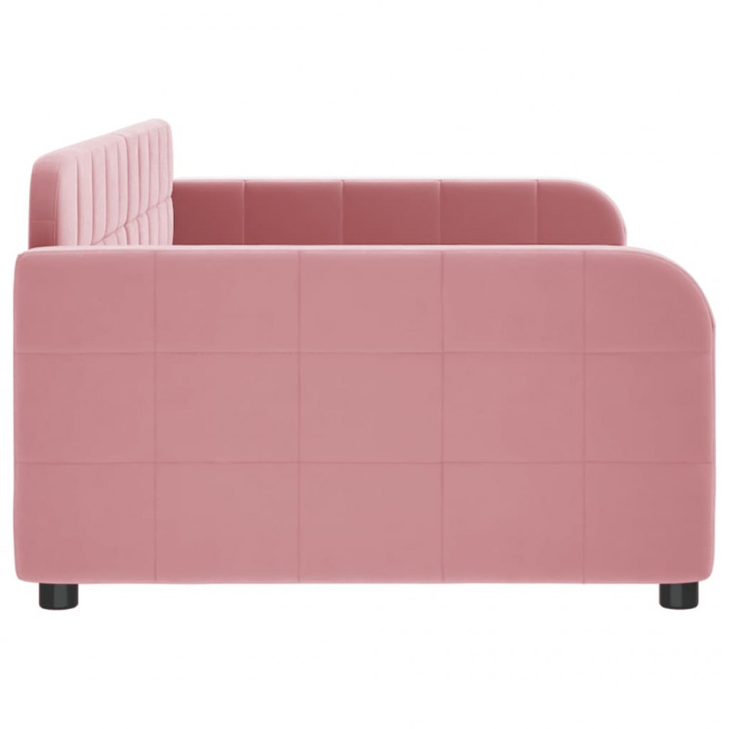 Sofa z funkcją spania, różowa, 90x200 cm, obita aksamitem