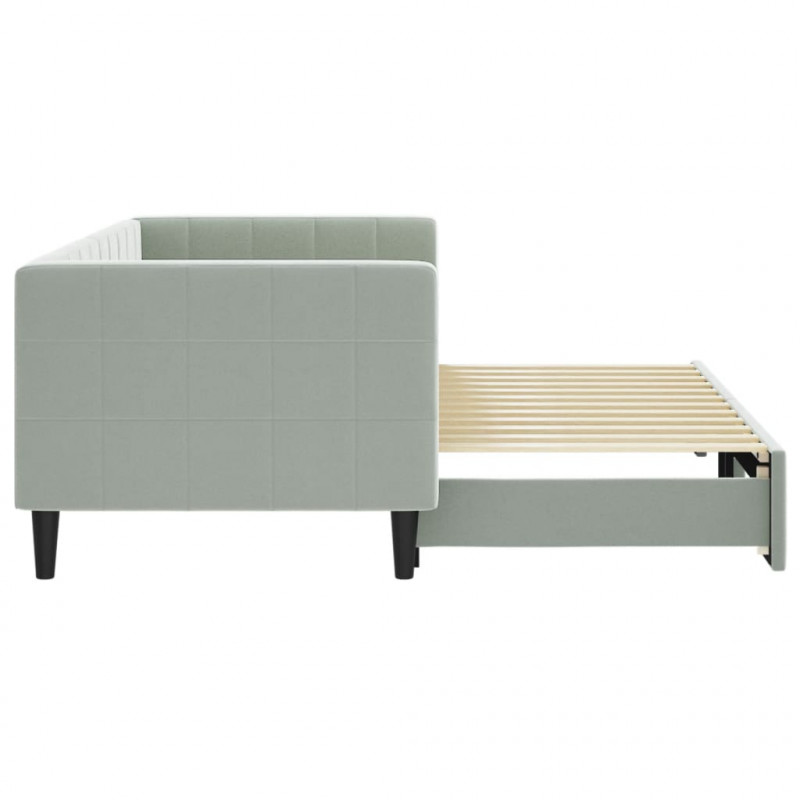 Sofa rozsuwana, jasnoszara, 80x200 cm, aksamit
