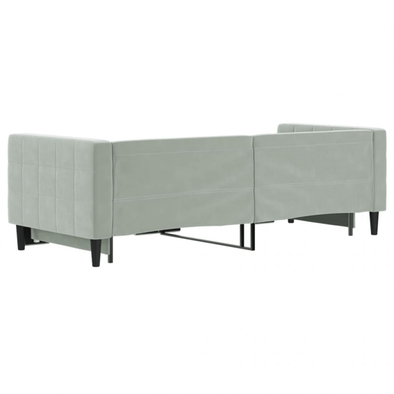 Sofa rozsuwana, jasnoszara, 80x200 cm, aksamit