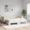 Sofa rozsuwana, kremowa, 90x200 cm, tkanina
