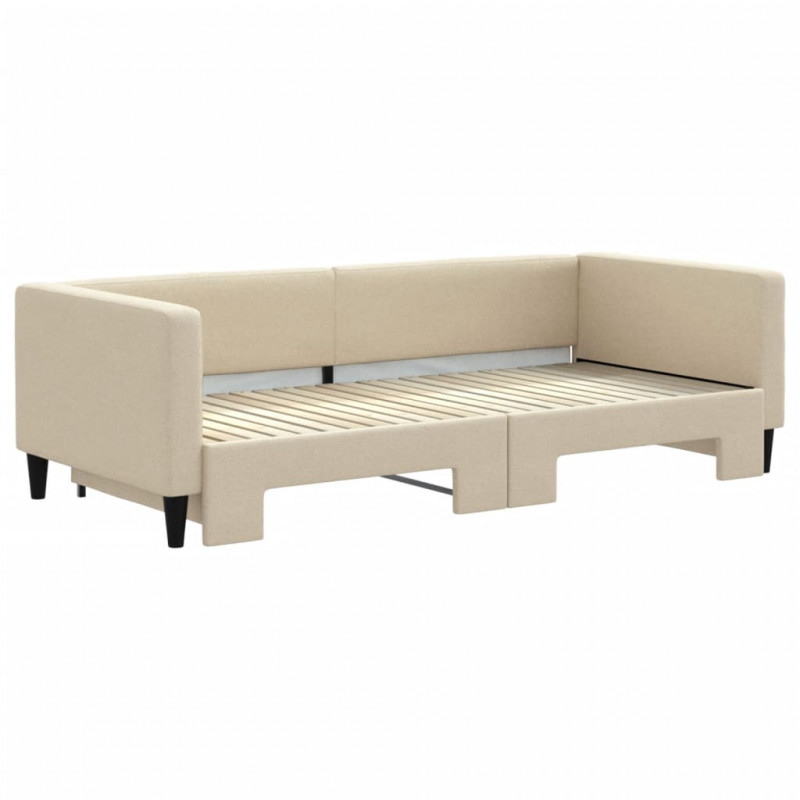 Sofa rozsuwana, kremowa, 90x200 cm, tkanina
