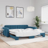 Sofa rozsuwana, niebieska, 100x200 cm, aksamit
