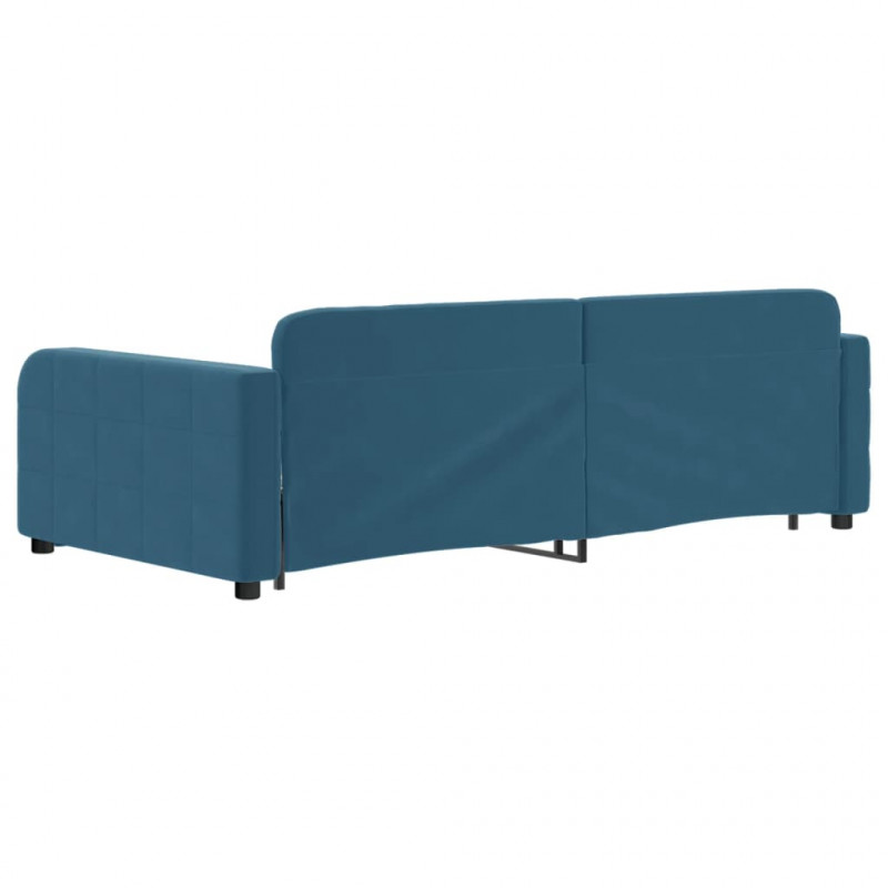 Sofa rozsuwana, niebieska, 100x200 cm, aksamit