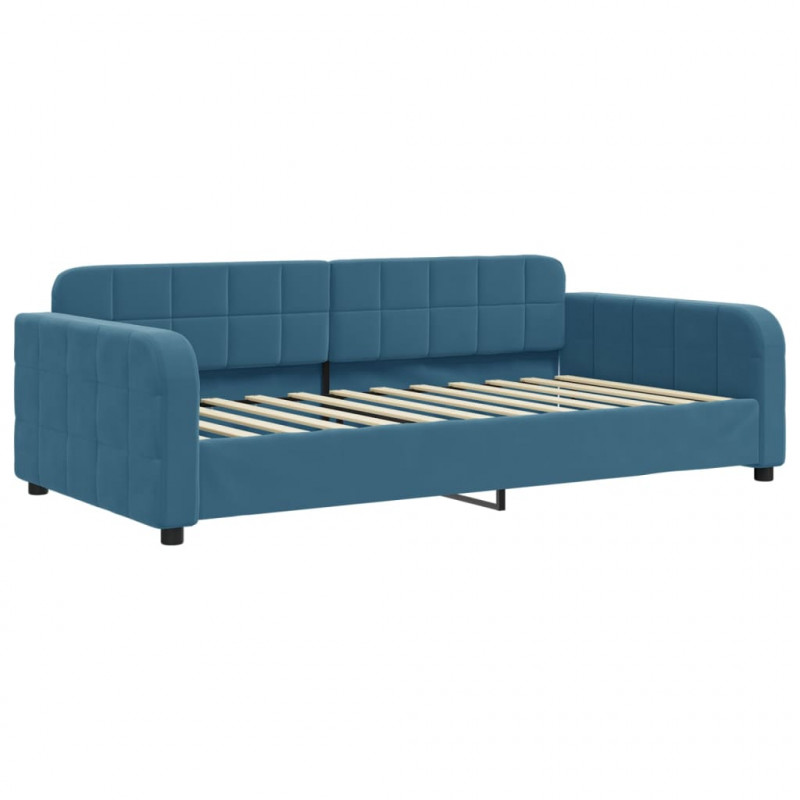 Sofa rozsuwana, niebieska, 100x200 cm, aksamit