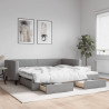 Sofa rozsuwana z szufladami, jasnoszara, 100x200 cm, tkanina