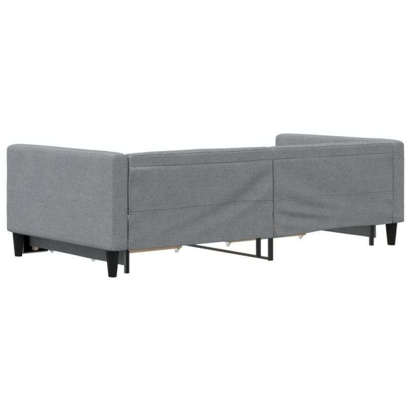Sofa rozsuwana z szufladami, jasnoszara, 100x200 cm, tkanina