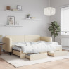 Sofa rozsuwana z szufladami, kremowa, 80x200 cm, tkanina