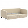 Sofa rozsuwana z szufladami, kremowa, 80x200 cm, tkanina