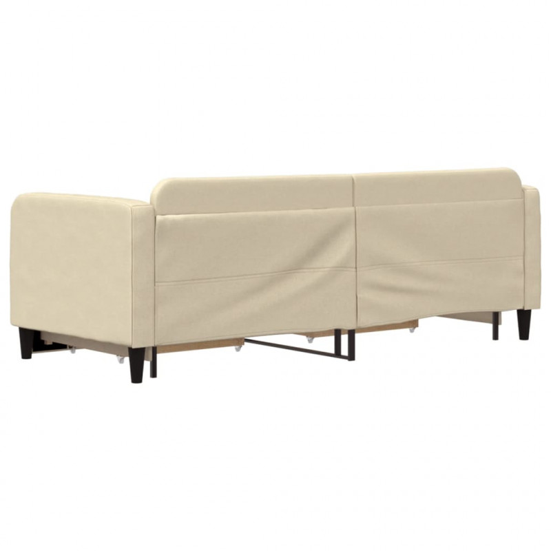 Sofa rozsuwana z szufladami, kremowa, 80x200 cm, tkanina
